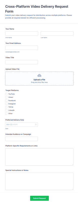 Cross Platform Video Delivery Request Form Template