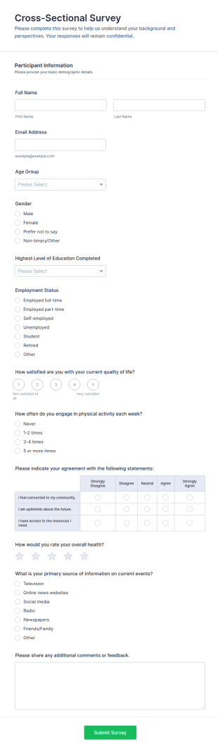 Cross Sectional Survey Form Template