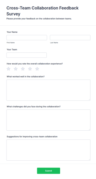 Cross Team Collaboration Feedback Survey Form Template