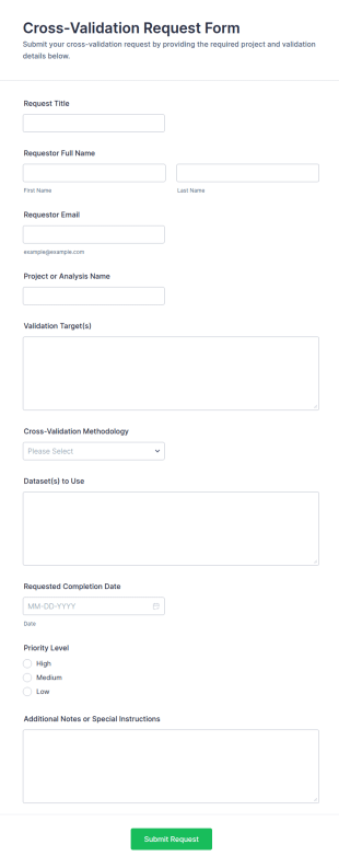 Cross Validation Request Form Template