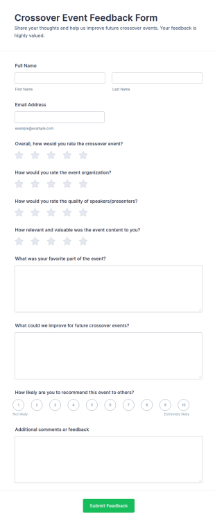 Crossover Event Feedback Form Template