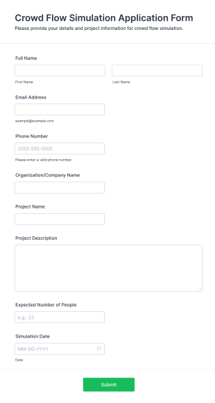 Crowd Flow Simulation Application Form Form Template