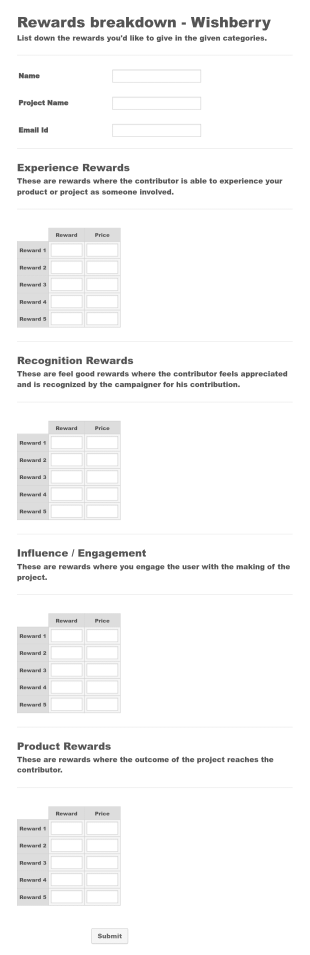 Crowd Funding Forms Form Template