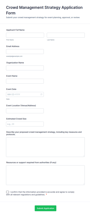 Crowd Management Strategy Application Form Template