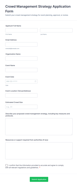 Crowd Management Strategy Application Form Template