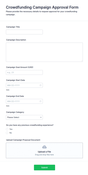 Crowdfunding Campaign Approval Form Template