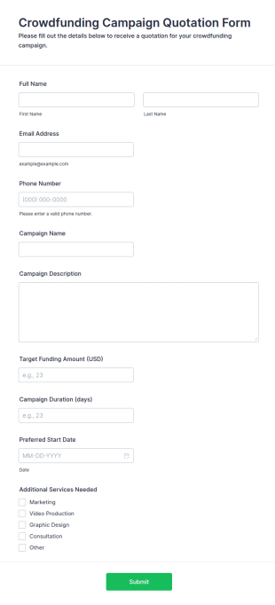 Crowdfunding Campaign Quotation Form Template