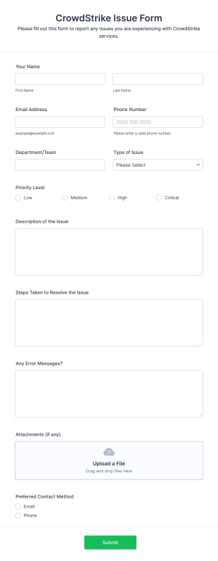 CrowdStrike Issue Form Template