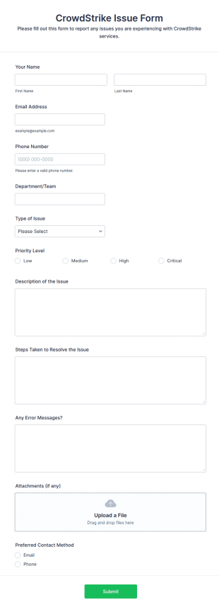 CrowdStrike Issue Form Template