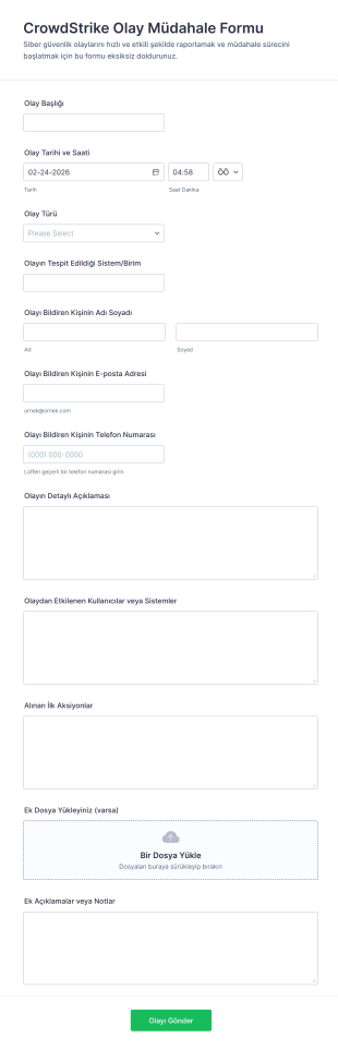 CrowdStrike Olay Müdahale Form Şablonu
