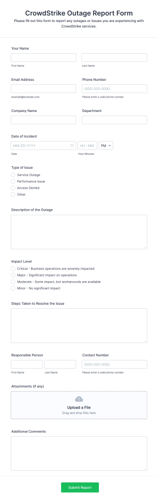 CrowdStrike Outage Report Form Template