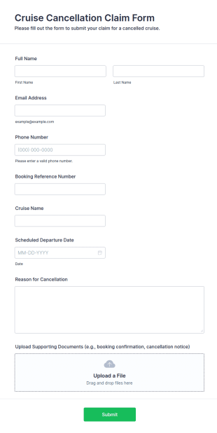 Cruise Cancellation Claim Form Template