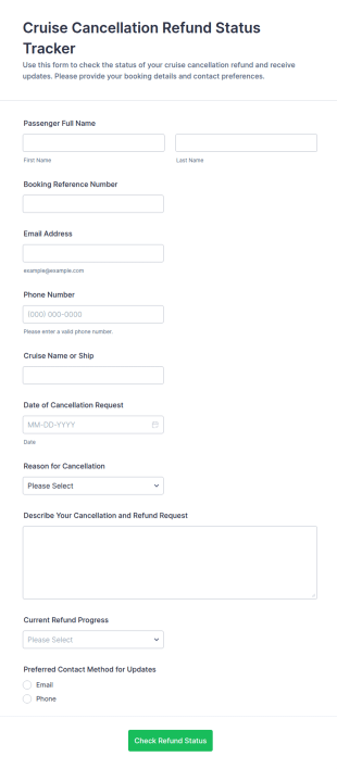 Cruise Cancellation Refund Status Tracker Form Template