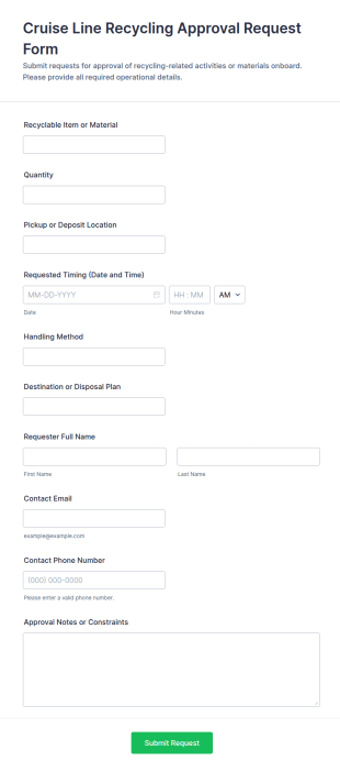 Cruise Line Recycling Approval Request Form Template