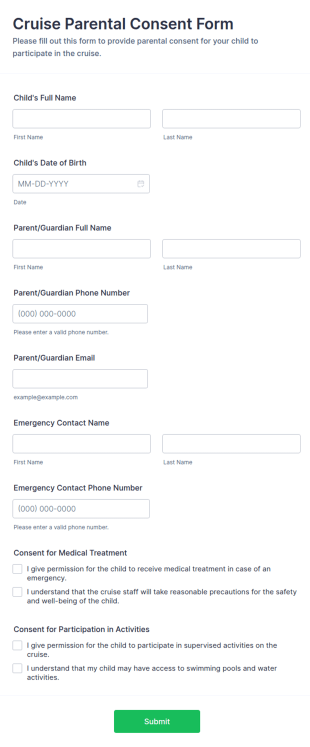 Cruise Parental Consent Form Template