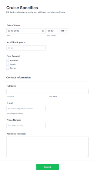 Cruise Registration Form Template