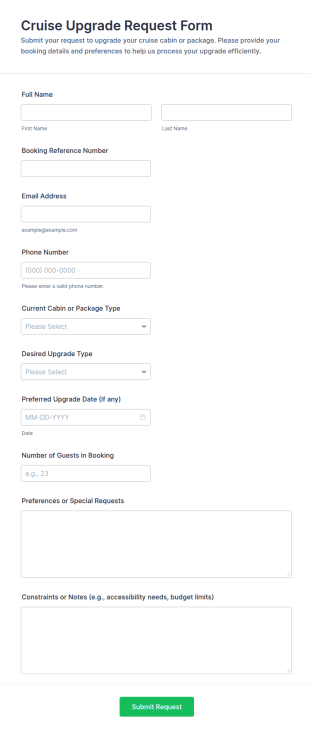 Cruise Upgrade Request Form Template