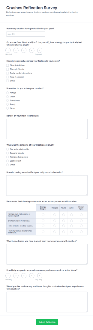 Crushes Reflection Survey Form Template