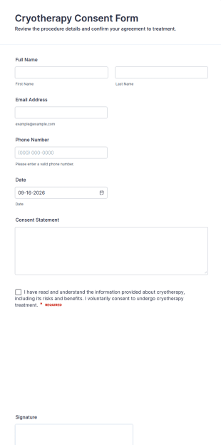 Cryotherapy Consent Form Template