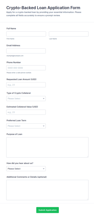 Crypto Backed Loan Application Form Template