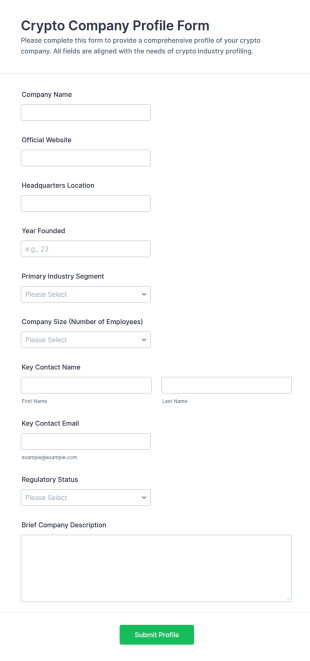Crypto Company Profile Form Template