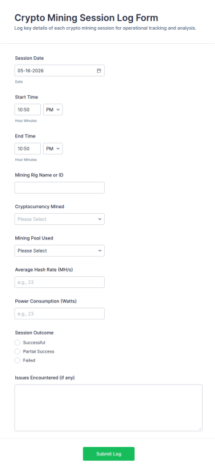 Crypto Mining Session Log Form Template