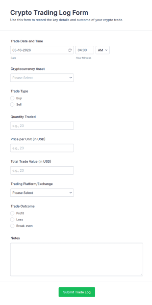 Crypto Trading Log Form Template