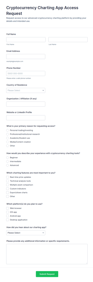 Cryptocurrency Charting App Access Request Form Template