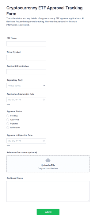 Cryptocurrency ETF Approval Tracking Form Template