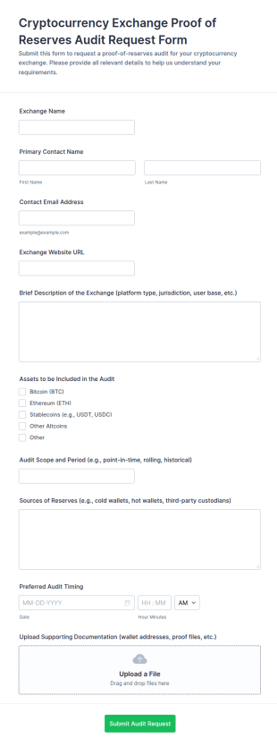 Cryptocurrency Exchange Proof Of Reserves Audit Request Form Template