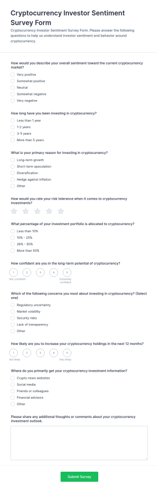 Cryptocurrency Investor Sentiment Survey Form Template