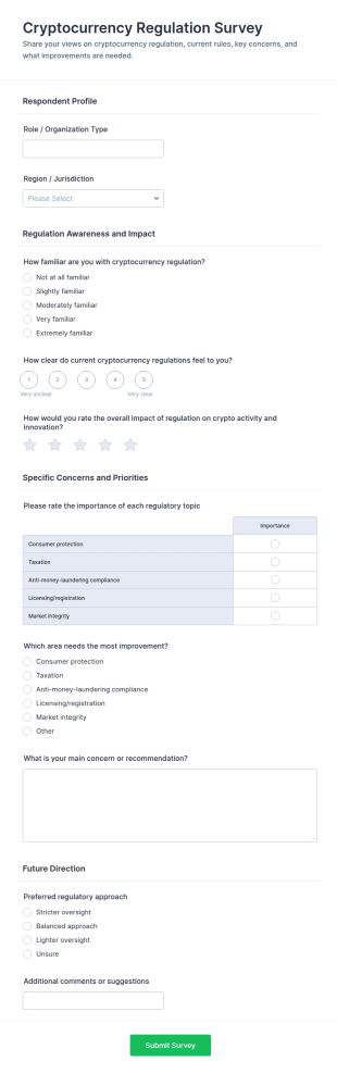Cryptocurrency Regulation Survey Form Template