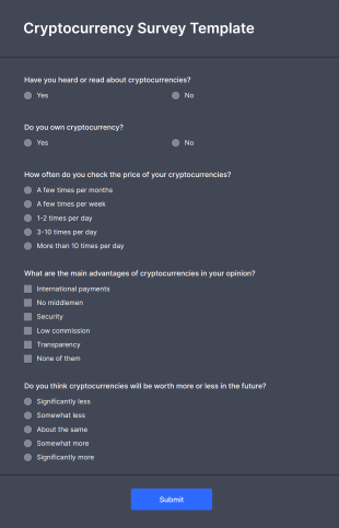 Cryptocurrency Survey Template Form Template