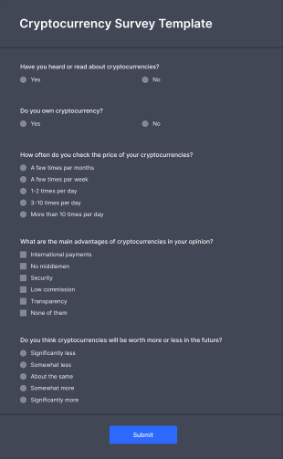 Cryptocurrency Survey Template Form Template