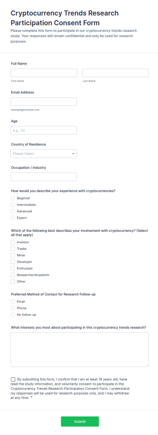 Cryptocurrency Trends Research Participation Consent Form Template
