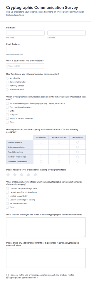 Cryptographic Communication Survey Form Template