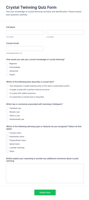 Crystal Twinning Quiz Form Template