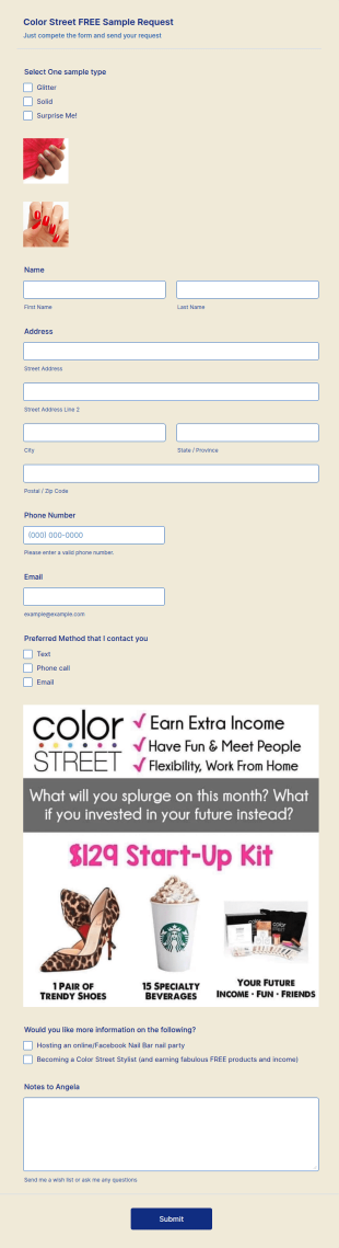 CS Sample Request Form Template