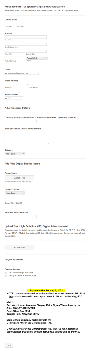 Signature Event Advertising Submission Form Template