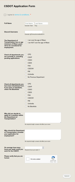 CSDOT Application Form Template