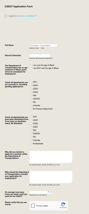 CSDOT Application Form Template