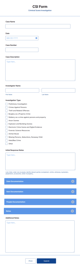 CSI Form Template