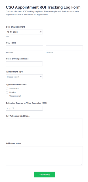 CSO Appointment ROI Tracking Log Form Template