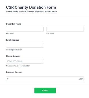 CSR Charity Donation Form Template