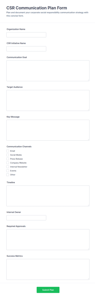 CSR Communication Plan Form Template