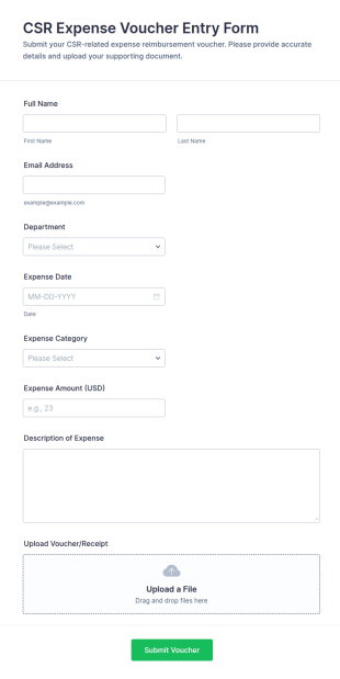 CSR Expense Voucher Entry Form Template