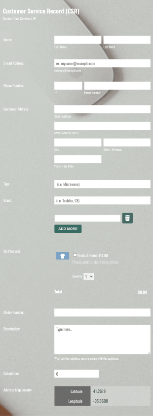 Customer Service Record Form Template