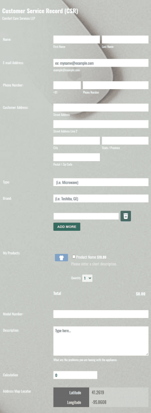 Customer Service Record Form Template