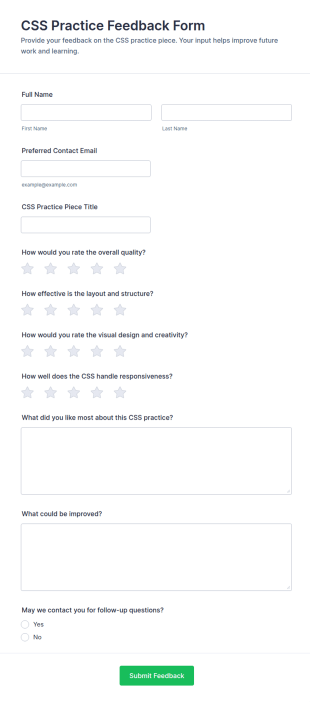 CSS Practice Feedback Form Template