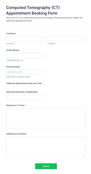 CT Appointment Booking Form Template
